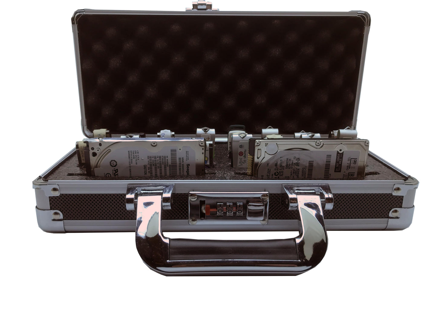 Portable USB Drive Organizer Case - Aluminum - Combo Lock - Carry Handle - 24/2 slots