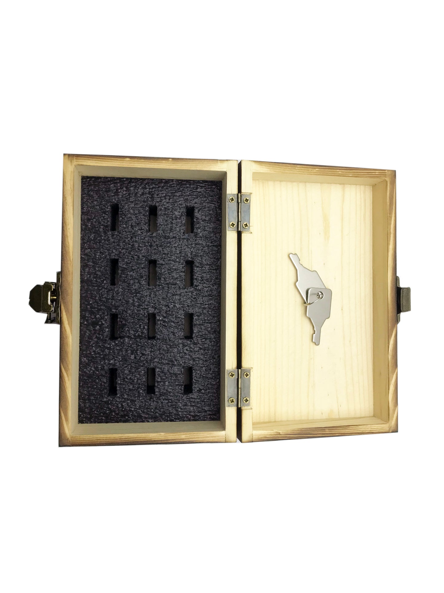 Portable USB Drive Organizer Case - Wood - Key Lock - 12 slots