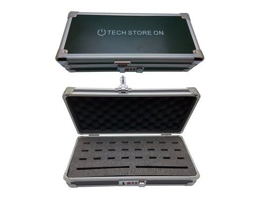 Portable USB Drive Organizer Case - Aluminum - Combo Lock - 24/2 slots