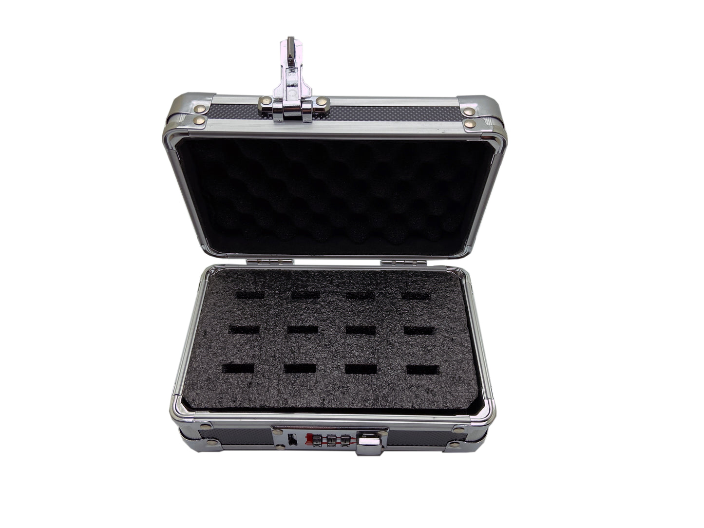 Portable USB Drive Organizer Case - Aluminum - Combo Lock - 12 slots